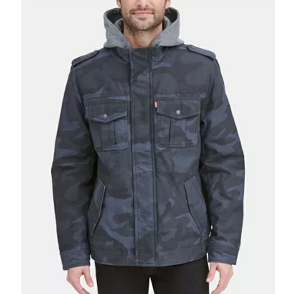 Levi's two pocket hooded trucker jacket navy/camo - Picture 5 of 8